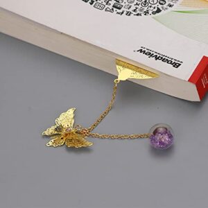 ZIZZON Metal Leaf Bookmark with 3D Butterfly Pendant Christmas Thanksgiving Unique Gift for Book Lover Teacher Women and Girls 2 Pack