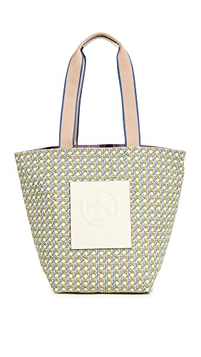 Tory Burch Women's Gracie Printed Canvas Tote, Acid Lemon Basketweave, One Size