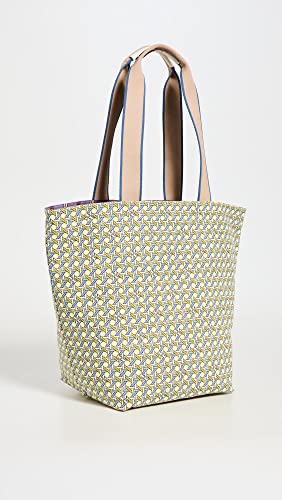 Tory Burch Women's Gracie Printed Canvas Tote, Acid Lemon Basketweave, One Size