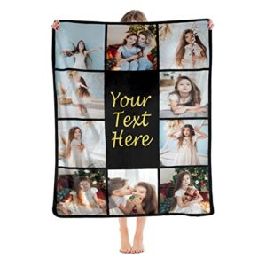 Customized Blanket with Photos,Gifts for Lover, Wife, Girlfriend Personalized Blankets with Picture, Custom Memories Pattern Fleece Throw Blanket, for Birthday, Memorial Day Anniversary