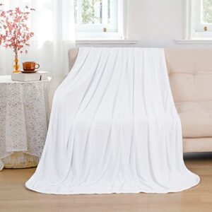 PHF Soft Cooling Throw Blanket for Hot Sleepers, Q-Max 0.44 Cooling Fiber Absorb Heat to Keep Night Sweats Cool, Double Sided Summer Breathable Blanket for Bed Sofa Couch, 50x60 inches, White
