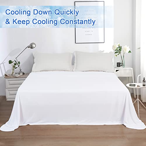 PHF Soft Cooling Throw Blanket for Hot Sleepers, Q-Max 0.44 Cooling Fiber Absorb Heat to Keep Night Sweats Cool, Double Sided Summer Breathable Blanket for Bed Sofa Couch, 50x60 inches, White