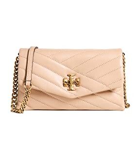 Tory Burch Women's Kira Chevron Chain Wallet, Devon Sand, Tan, One Size