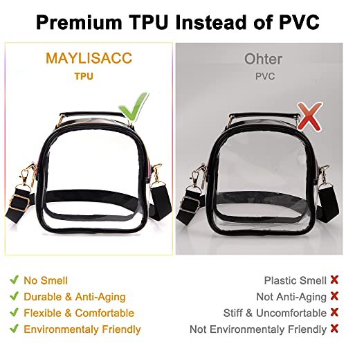 MAYLISACC Clear Purses for Women Stadium, Clear Crossbody Bag Stadium Approved, TPU Clear Tote with Removable Shoulder Strap for Concert Sports Games