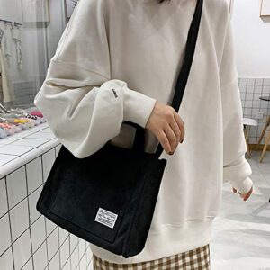 Tote Bag for Women - Fashion Letter Patch Corduroy Tote Bag Large Capacity Shoulder Crossbody Tote Handbag Hobo Bag