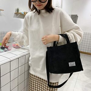 Tote Bag for Women - Fashion Letter Patch Corduroy Tote Bag Large Capacity Shoulder Crossbody Tote Handbag Hobo Bag