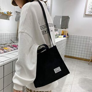 Tote Bag for Women - Fashion Letter Patch Corduroy Tote Bag Large Capacity Shoulder Crossbody Tote Handbag Hobo Bag