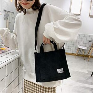 Tote Bag for Women - Fashion Letter Patch Corduroy Tote Bag Large Capacity Shoulder Crossbody Tote Handbag Hobo Bag