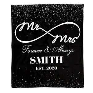 toyshea personalized throw blanket mr mrs forever always custom blanket couple for family husband wife gifts wedding anniversary valentine’s day birthday christmas