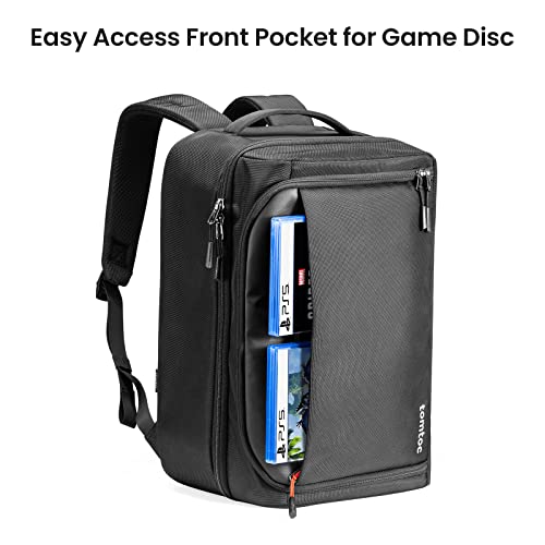 tomtoc Travel Backpack for PS5 Console, Accessories, Protective Carrying Case Storage Bag Compatible with Sony PlayStation 5 Console, Headset, 2 Game Discs, PS5 Controller, Charging Station