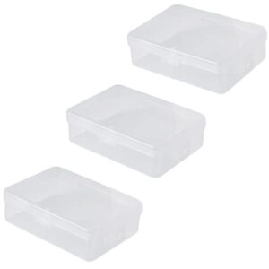 3pcs rectangle accessories storage box with hinged lids, 3.5×2.7×1.1inches plastic storage containers for beads, earplugs, crafts, jewelry and hardware, classified storage to keep the house tidy