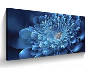 kyiyhzp – bathroom wall art blue canvas flower for modern home living room bedroom office dining room printed decorative picture with frame hanging (20″ x 40″ x 1 piece)