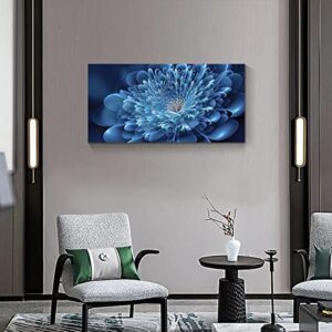 Kyiyhzp - Bathroom Wall Art Blue Canvas Flower for Modern Home Living Room Bedroom Office Dining Room Printed Decorative Picture with Frame Hanging (20" X 40" X 1 Piece)