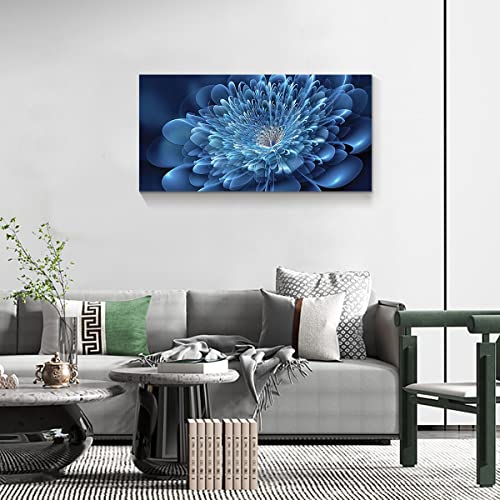 Kyiyhzp - Bathroom Wall Art Blue Canvas Flower for Modern Home Living Room Bedroom Office Dining Room Printed Decorative Picture with Frame Hanging (20" X 40" X 1 Piece)