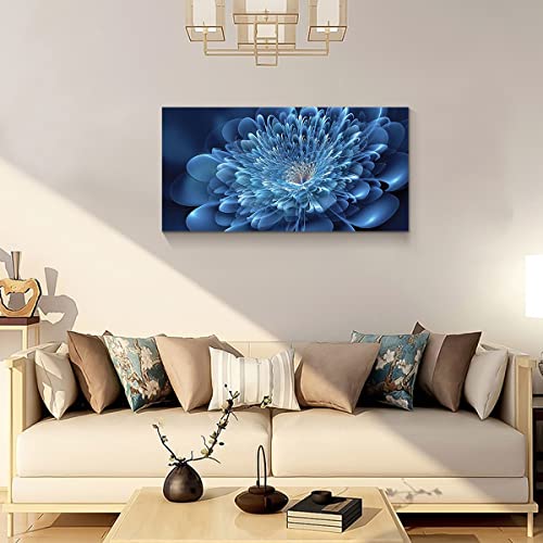 Kyiyhzp - Bathroom Wall Art Blue Canvas Flower for Modern Home Living Room Bedroom Office Dining Room Printed Decorative Picture with Frame Hanging (20" X 40" X 1 Piece)