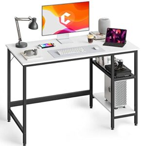 CubiCubi Computer Home Office Desk, 47 Inch Desk Study Writing Table with Storage Shelves, Modern Simple PC Desk with Splice Board,White Finish