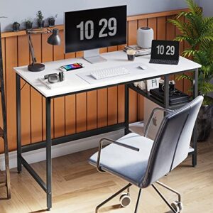 CubiCubi Computer Home Office Desk, 47 Inch Desk Study Writing Table with Storage Shelves, Modern Simple PC Desk with Splice Board,White Finish