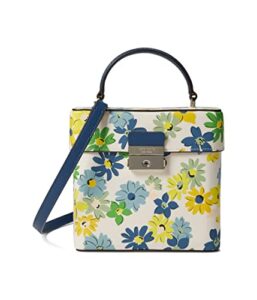 kate spade new york voyage floral medley printed small grain textured leather small top-handle parchment multi one size