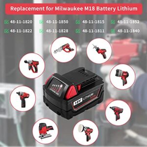 2 Pack 6.0Ah Replacement for Milwaukee 18V Battery Compatible with Milwaukee 18 Volt XC 48-11-1820 48-11-1850 48-11-1815 48-11-1852 48-11-1822 48-11-1828 48-11-10 48-11-1811 48-11-1840