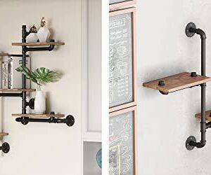 MAIKAILUN 5 Tiers Industrial Floating Pipe Wall Mounted Shelves and 2 Tiers Bundle