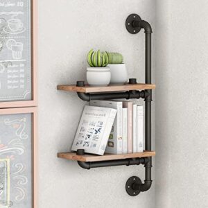 MAIKAILUN 5 Tiers Industrial Floating Pipe Wall Mounted Shelves and 2 Tiers Bundle