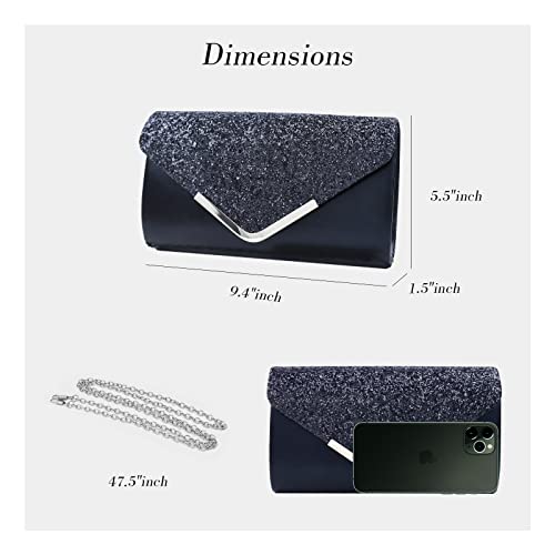 Bellawish Clutch Purses for Women Wedding Bridal Evening Clutch Handbag for Parites Prom,Black 011