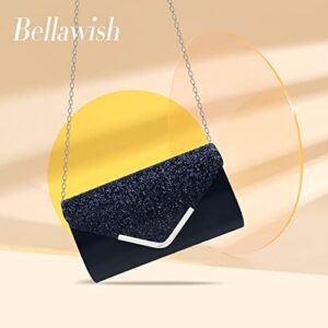 Bellawish Clutch Purses for Women Wedding Bridal Evening Clutch Handbag for Parites Prom,Black 011