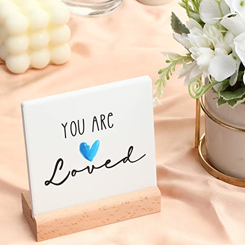 Cunhill Inspirational Quotes Desk Decor Positive Plaque With Wooden Stand Motivational Sign Graduation Gifts for Colleague Coworker Nurse Teacher Granddaughter (You Are Loved)