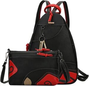 eshow small backpack purse for women pu leather women’s backpack 2 way convertible casual school backpacks hobo handbag-2 pcs