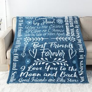 Best Friend Blanket Birthday Gifts with Loving Messages | Luxurious Friends Blanket for Best Friend Birthday Gifts for Women | Snuggly Soft Fleece Blanket 50" X 60"