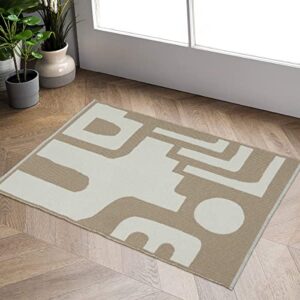 livebox abstract geometric rug 2′ x 3′ washable small bathroom rugs modern khaki cotton woven door mat concise reversible carpet for bedroom hallway entryway laundry room