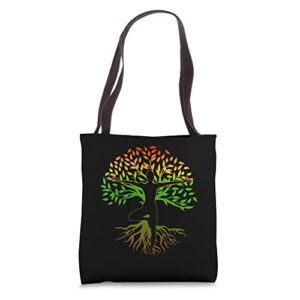 tree of life with woman yoga chakra haka yoga tote bag