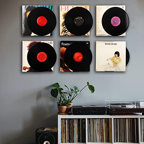 WANLIAN Black Vinyl Record Shelf Wall Mount 6 Pack,Vinyl Holder Wall,Acrylic Album Record Holder Display Your Daily LP Listening in Office Home (Black)