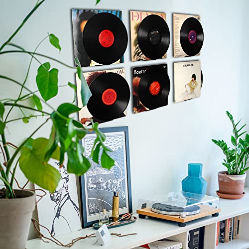 WANLIAN Black Vinyl Record Shelf Wall Mount 6 Pack,Vinyl Holder Wall,Acrylic Album Record Holder Display Your Daily LP Listening in Office Home (Black)
