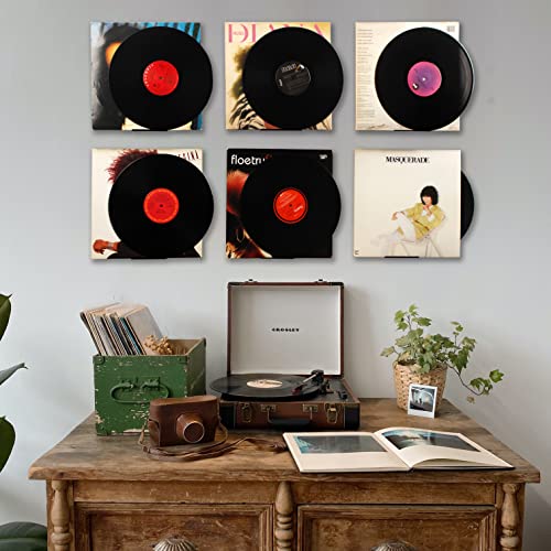 WANLIAN Black Vinyl Record Shelf Wall Mount 6 Pack,Vinyl Holder Wall,Acrylic Album Record Holder Display Your Daily LP Listening in Office Home (Black)