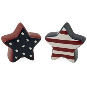 boston international patriotic 4th of july table décor ceramic salt & pepper shakers, set of 2, one flag one nation