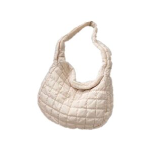 quilted crossbody bag, lightweight women shoulder bag, lattice satchel handbag tote bag (white)