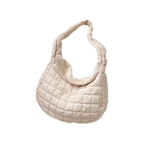 Quilted Crossbody Bag, Lightweight Women Shoulder Bag, Lattice Satchel Handbag Tote Bag (White)