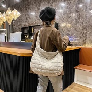 Quilted Crossbody Bag, Lightweight Women Shoulder Bag, Lattice Satchel Handbag Tote Bag (White)