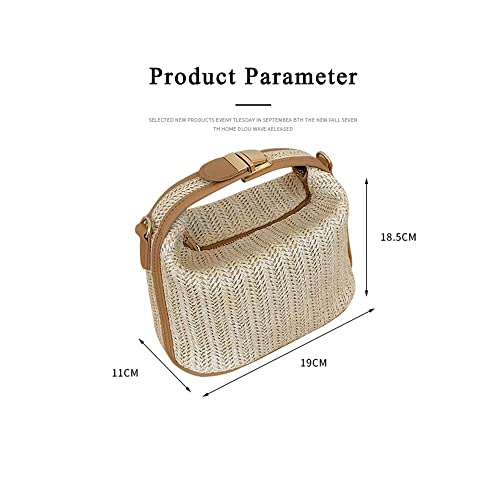 KITOLTER Straw Shoulder Bag Clutch Crossbody Bag Casual Beach Handmade Bag Handbag for Women (Straw)