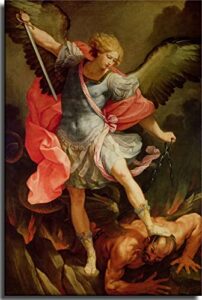 archangel michael st michael defeated satan poster judaism christian catholic islam orthodox easter bible canvas picture hd print modern home bedroom bathroom church temple decor wall art (12×18inch-no framed)