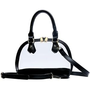 kkxiu elegant clear crossbody satchel purse and handbag stadium approved vegan leather concert bag for women and teen girls (black)
