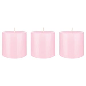 srg 3 pcs unscented pink round pillar candle, hand poured premium wax candles 3 inch x 3 inch, home décor, wedding receptions, baby showers, birthdays, celebrations, party favors & more