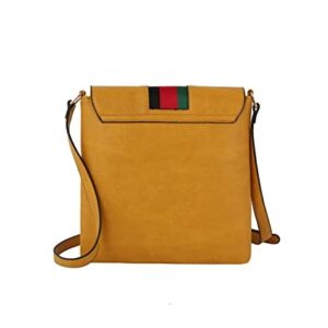 Handbag Republic Fashion Bee Crossbody Multi Color Stripe Messenger Vegan Leather Purse for Women (Black)