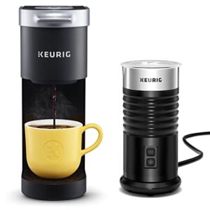 keurig k-mini single-serve k-cup coffee maker, black and keurig standalone milk frother, black