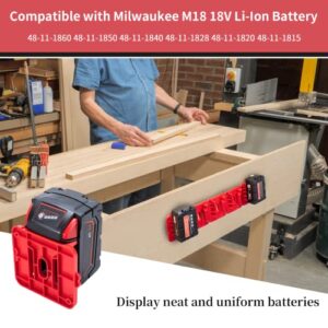 Crivnhar 5 Pack Battery Holder for Milwaukee M18 18V Battery Mounts Dock Holder Fit for M18 48-11-1815 48-11-1828 48-11-1850 48-11-1860 (w/10 Screws, No Battery)