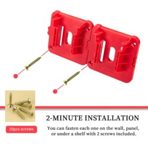 Crivnhar 5 Pack Battery Holder for Milwaukee M18 18V Battery Mounts Dock Holder Fit for M18 48-11-1815 48-11-1828 48-11-1850 48-11-1860 (w/10 Screws, No Battery)