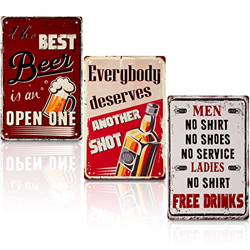 3 Pieces Bar Signs Home Decor Rustic Retro Vintage Design Bar Rules Art Signs Metal Tin Sign Bar Pub Man Cave Poster Tinplate Print for Bar Pub Restaurant Decoration 8 x 12 Inch (Delicate Style)