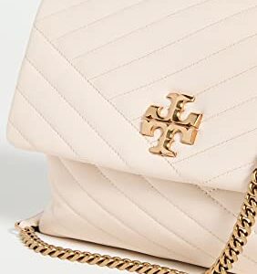 Tory Burch Women's Kira Quilted Chevron Shoulder Bag, New Cream/Rolled Brass, Off White, One Size