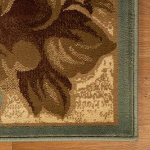 SUPERIOR Indoor 2' 7" x 8' Runner Rug with Jute Backing, Modern Floor Decor for Home Hallway, Living Room - Floor Cover, Entryway, Bedroom, Traditional Oversized Floral Border, Slate